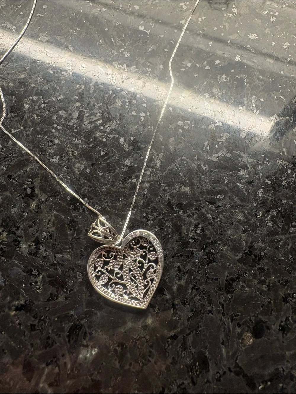 Silver White 14k gold filigree heart